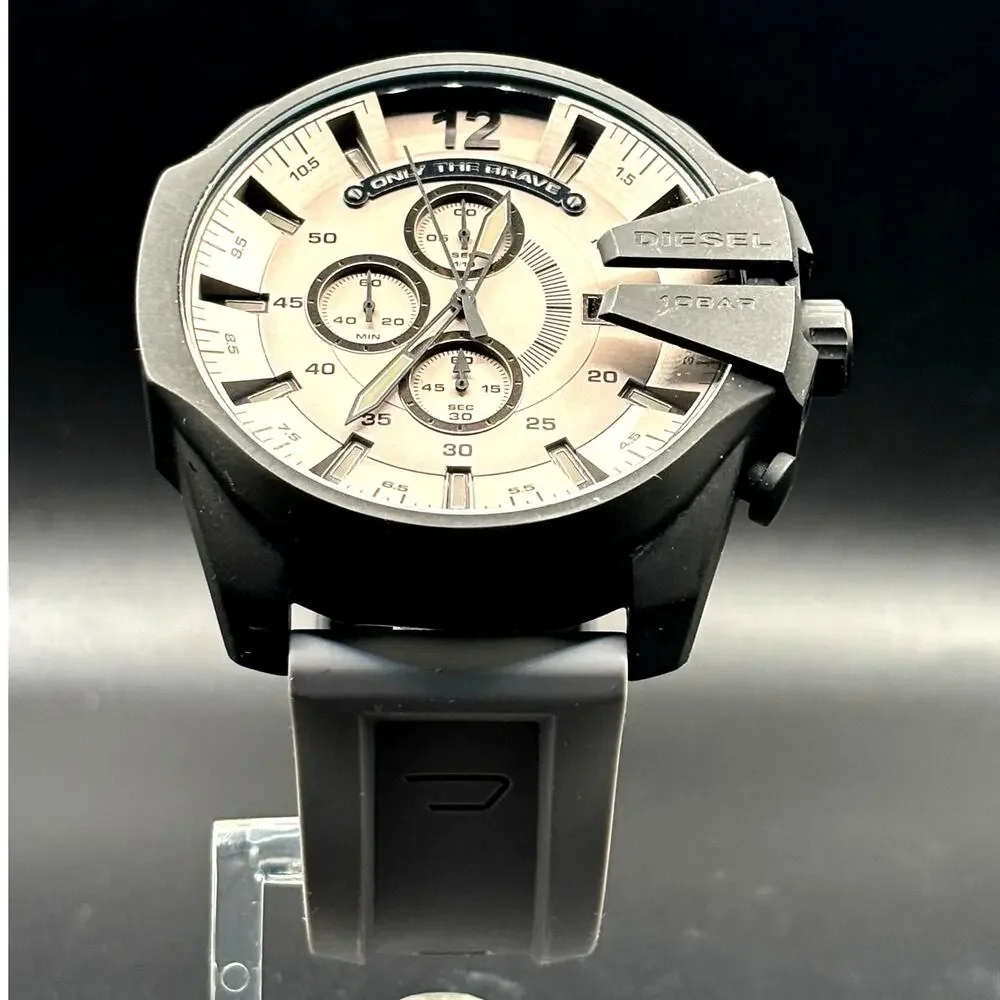 Diesel DZ4496 Mega Chief Men’s Chronograph Gray Dial Silicone Strap 51mm Watch